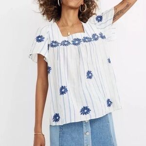 Madewell butterfly top in blue stripe- Size large